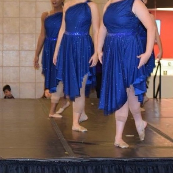 Dansco lyrical costume, navy blue, one shoulder, size large adult - Picture 9 of 10